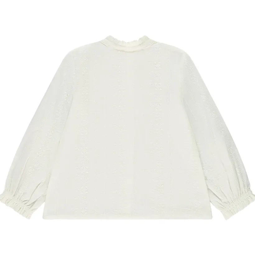 Chemise brodée à manches longues bouffantes pour fille