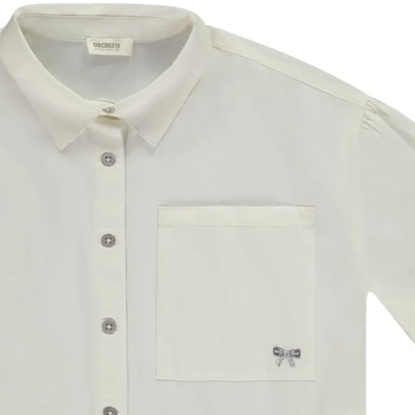 Chemise courte à manches longues bouffantes pour fille
