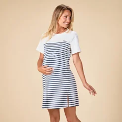 Chemise de nuit et d'allaitement + body esprit marinière