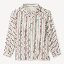 Chemise fille manches longues imprimée fleurie