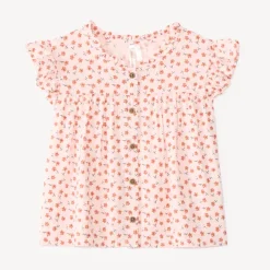 Chemise manches courtes bébé fille imprimé fleuri