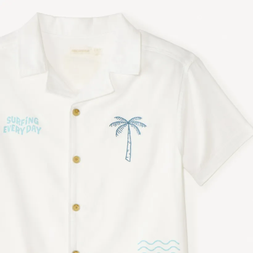Chemise manches courtes broderie surfeur pour garçon