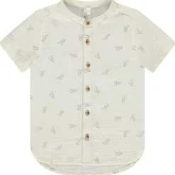 Chemise manches courtes col mao imprimé dinosaure pour bébé garçon