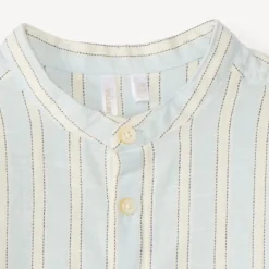 Chemise manches courtes col mao à rayures pour bébé garçon