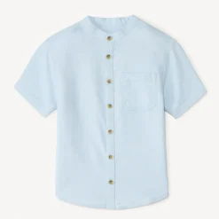 Chemise manches courtes col mao en toile pour garçon