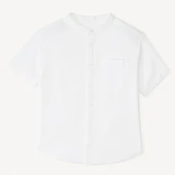 Chemise manches courtes col mao en toile pour garçon
