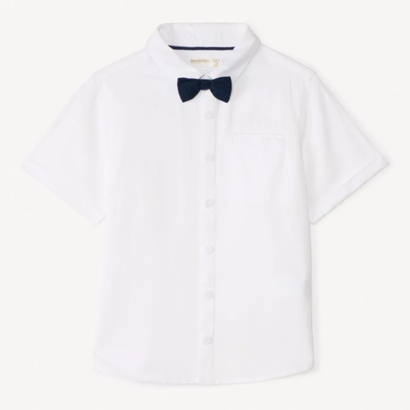 Chemise manches courtes de cérémonie + nœud papillon pour garçon