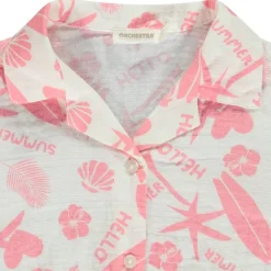 Chemise manches courtes en tetra imprimé exotique pour fille