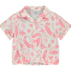Chemise manches courtes en tetra imprimé exotique pour fille
