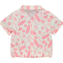 Chemise manches courtes en tetra imprimé exotique pour fille