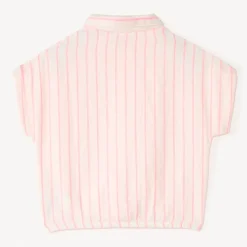 Chemise manches courtes en toile à rayures pour fille