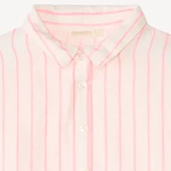 Chemise manches courtes en toile à rayures pour fille