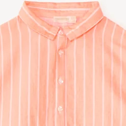 Chemise manches courtes en toile à rayures pour fille