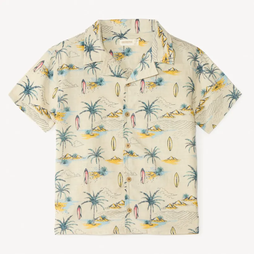 Chemise manches courtes imprimée tropicale pour garçon