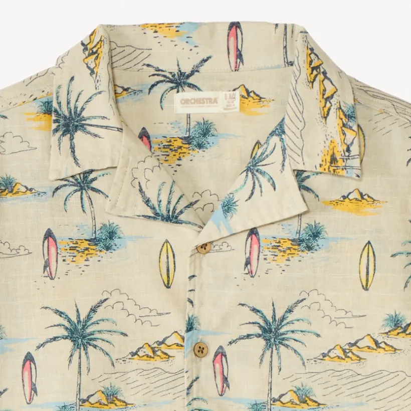 Chemise manches courtes imprimée tropicale pour garçon