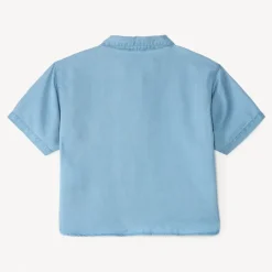 Chemise manches courtes épaules smockées fleurs en cording pour fille