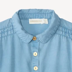 Chemise manches courtes épaules smockées fleurs en cording pour fille