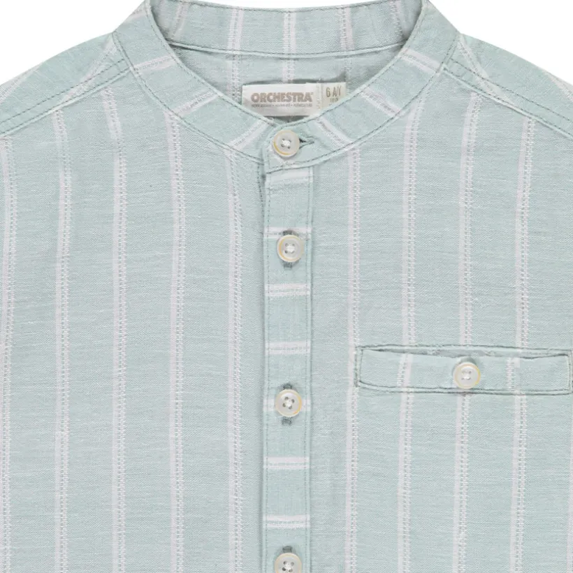 Chemise manches courtes rayée à col mao pour garçon