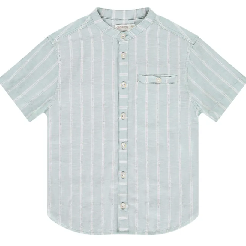 Chemise manches courtes rayée à col mao pour garçon