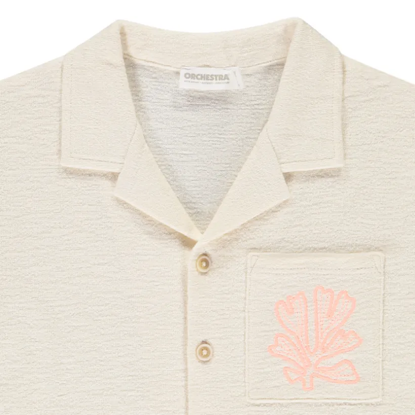Chemise manches courtes uni avec broderie pour garçon