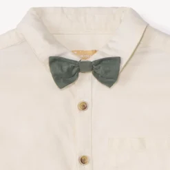 Chemise manches courtes uni avec nœud amovible pour garçon