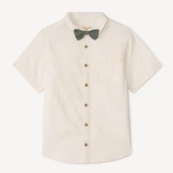 Chemise manches courtes uni avec nœud amovible pour garçon