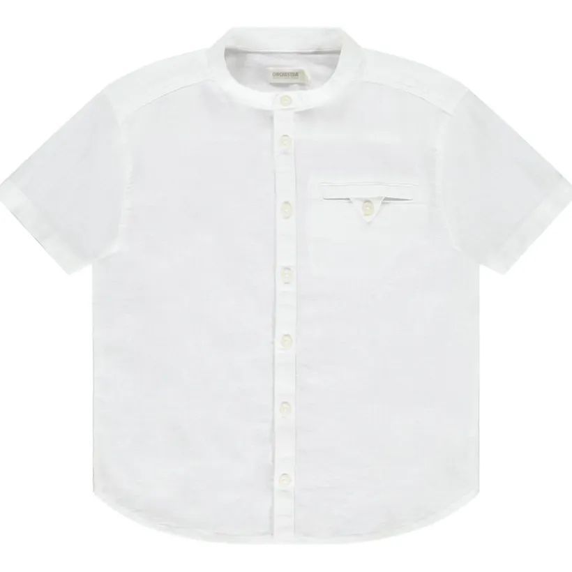 Chemise manches courtes uni à col mao