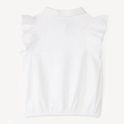 Chemise à manches courtes volantées nouée à la taille pour fille