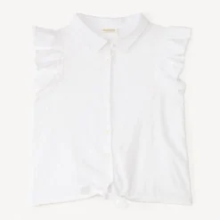 Chemise à manches courtes volantées nouée à la taille pour fille