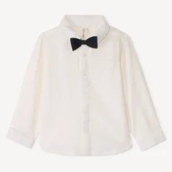 Chemise manches longues avec noeud papillon amovible pour bébé garçon