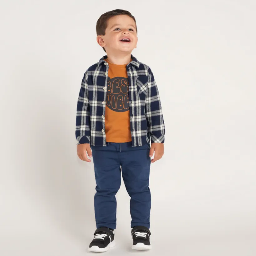 Chemise manches longues bébé garçon en flanelle à carreaux