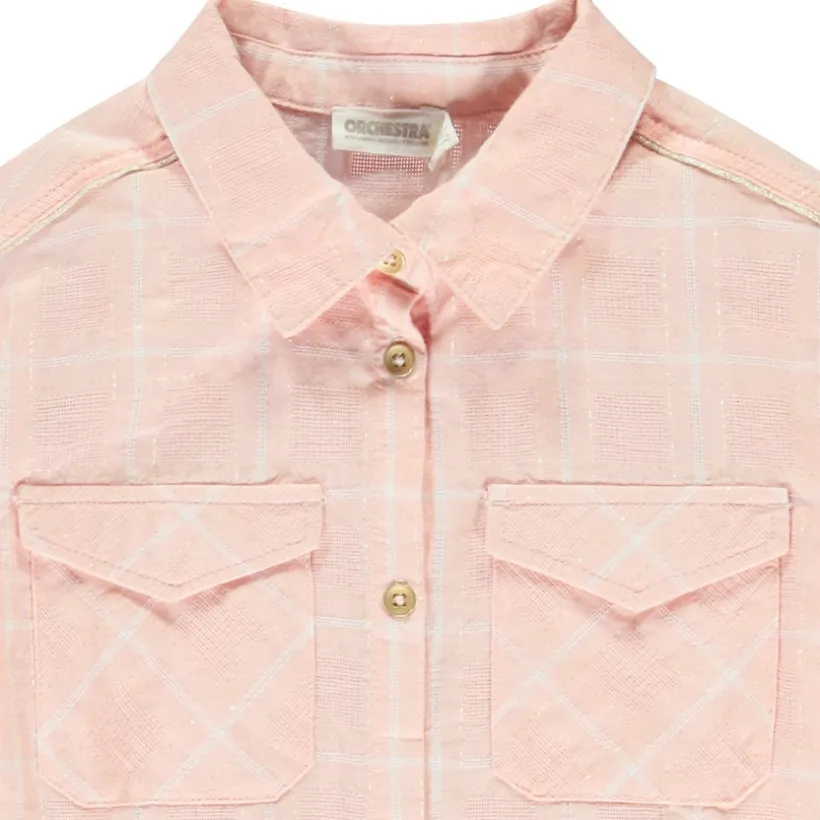 Chemise manches longues bouffantes à carreaux pour fille