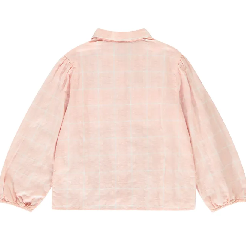 Chemise manches longues bouffantes à carreaux pour fille