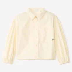 Chemise manches longues bouffantes unie pour fille