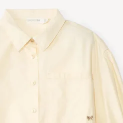 Chemise manches longues bouffantes unie pour fille