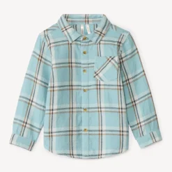 Chemise manches longues à carreaux en flanelle pour bébé garçon
