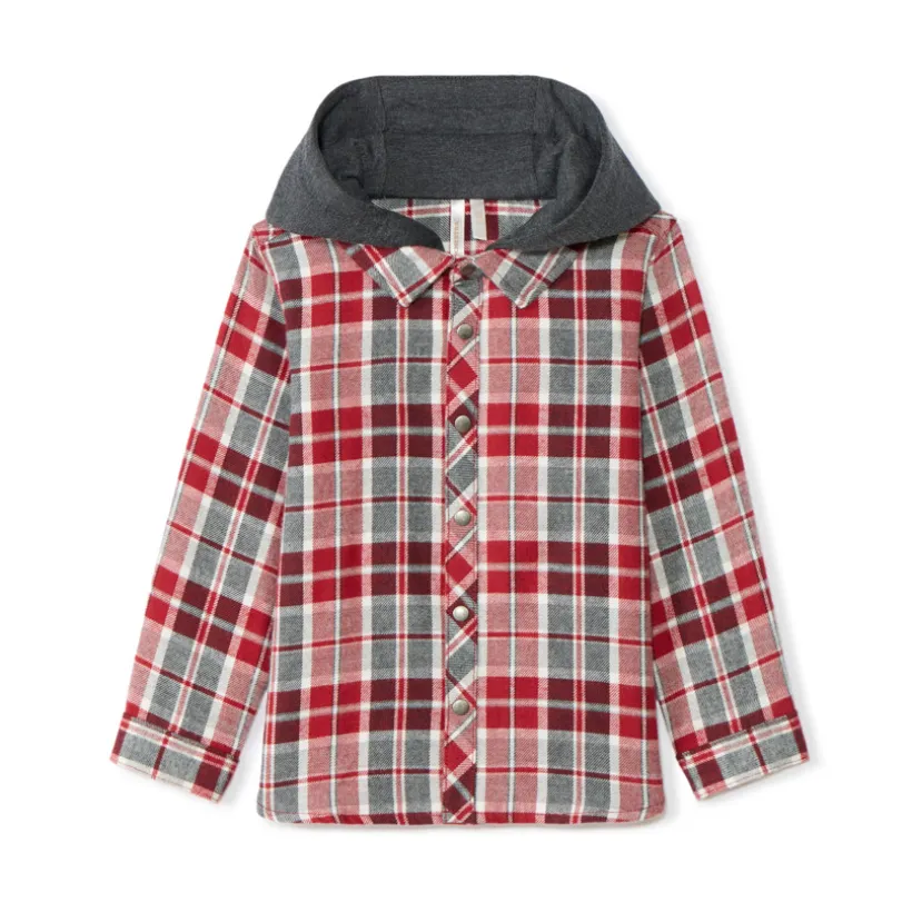 Chemise manches longues à carreaux et capuche pour bébé garçon