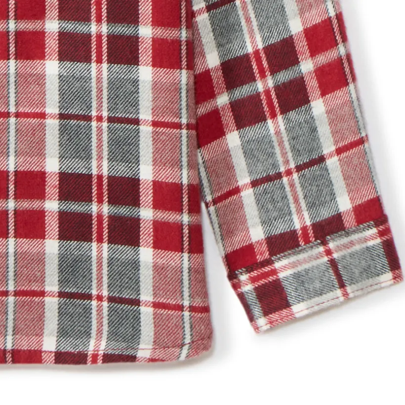Chemise manches longues à carreaux et capuche pour bébé garçon