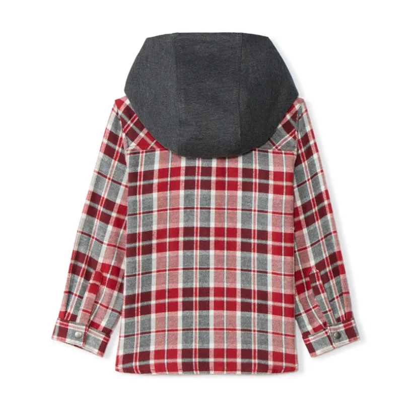 Chemise manches longues à carreaux et capuche pour bébé garçon