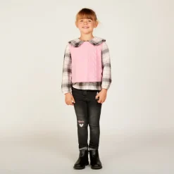 Chemise manches longues à carreaux 2 en 1 pour fille