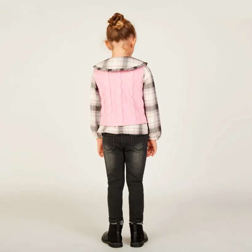 Chemise manches longues à carreaux 2 en 1 pour fille