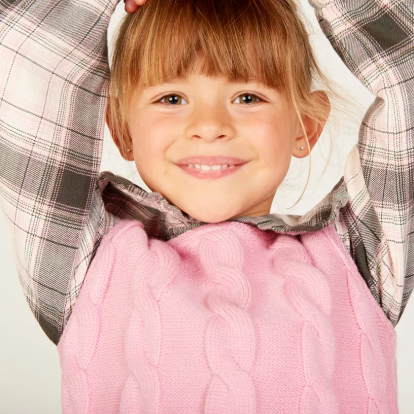Chemise manches longues à carreaux 2 en 1 pour fille