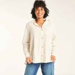 Chemise manches longues de grossesse et d'allaitement rayée avec poche