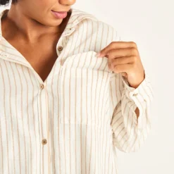 Chemise manches longues de grossesse et d'allaitement rayée avec poche