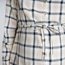 Chemise manches longues de grossesse à carreaux