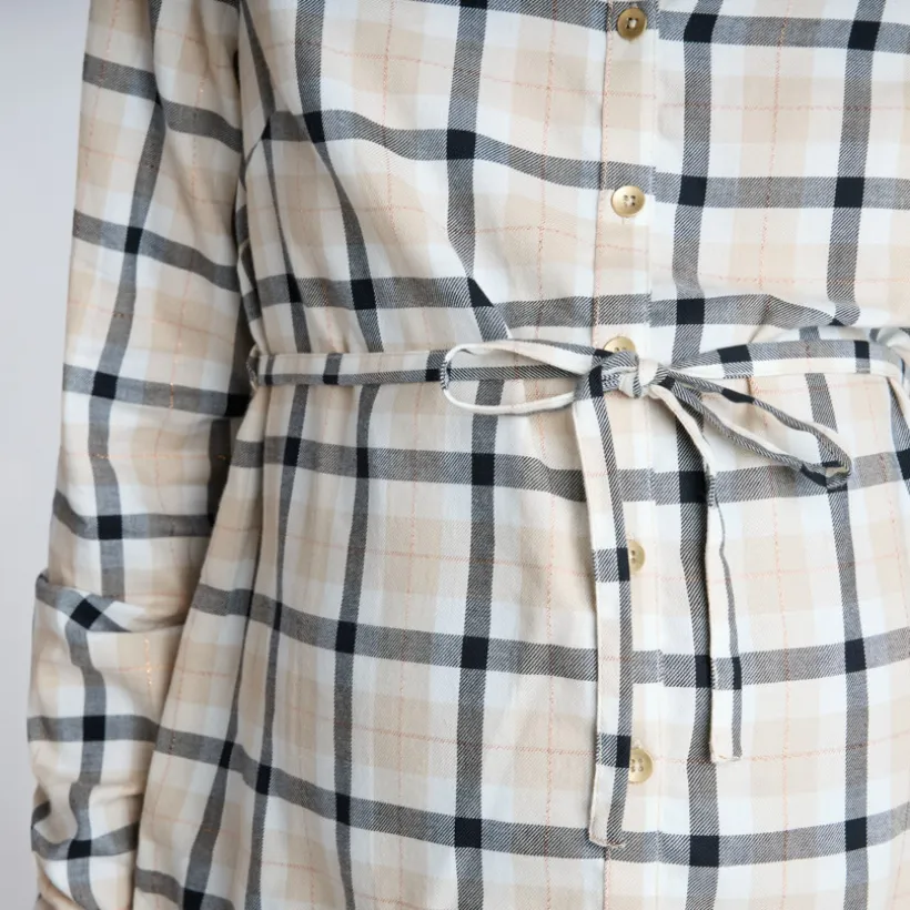 Chemise manches longues de grossesse à carreaux