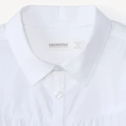 Chemise manches longues en popeline uni pour fille