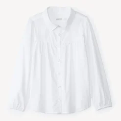 Chemise manches longues en popeline uni pour fille
