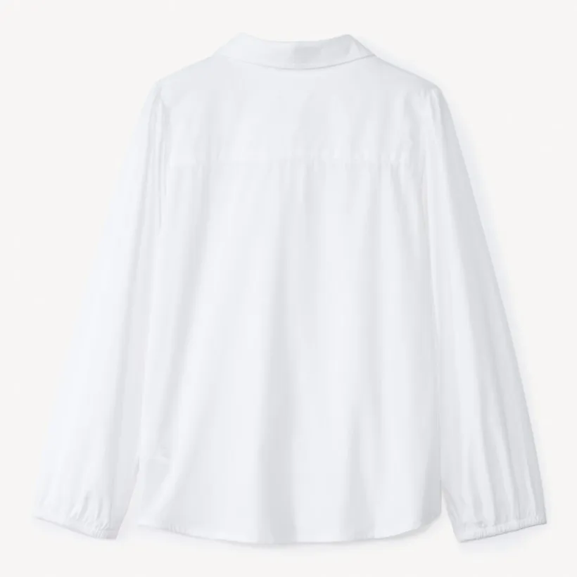 Chemise manches longues en popeline uni pour fille