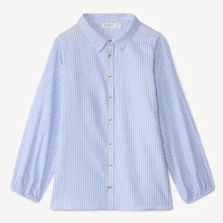 Chemise manches longues en popeline rayé pour fille